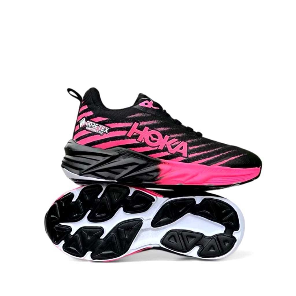SEPATU PRIA HOKA RUNNING OLAHRAGA FITNESS RUNNING PRIA DAN WANITA HOKA HITAM PINK