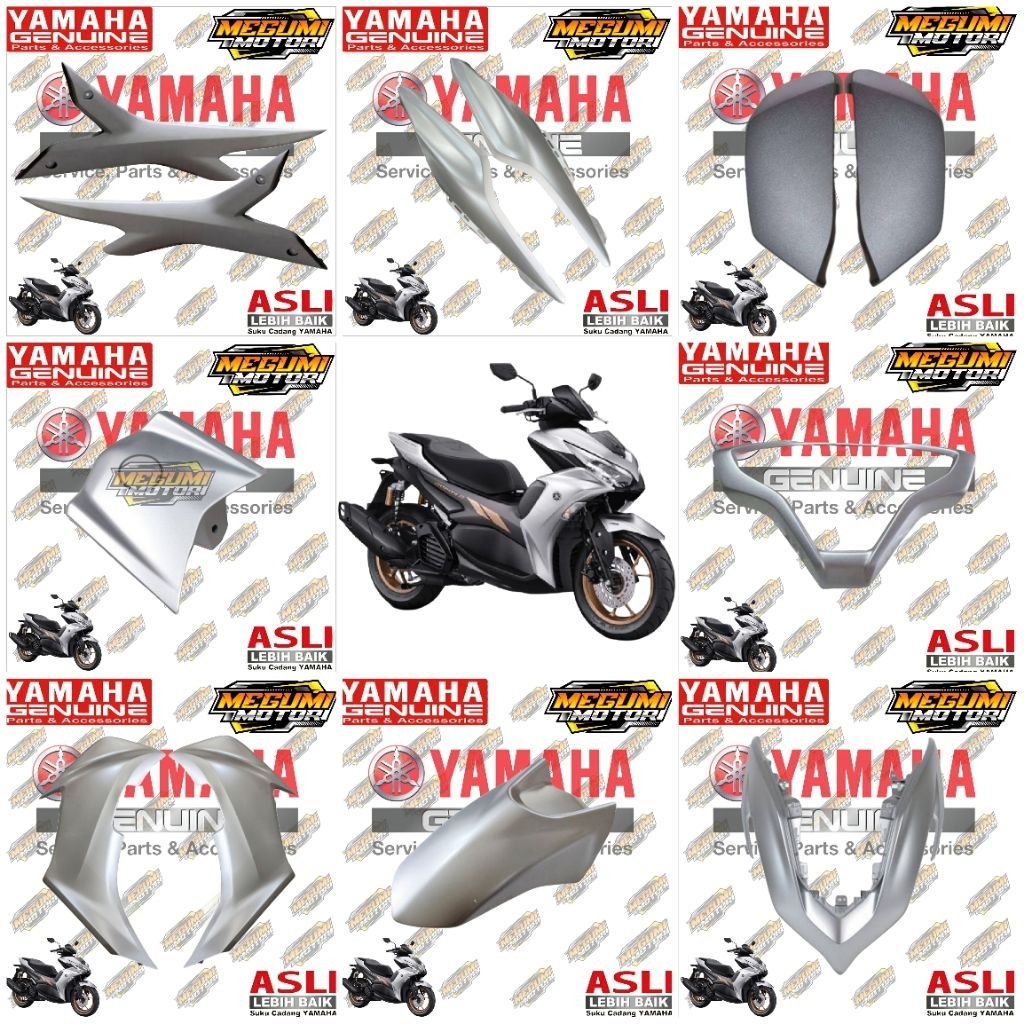 FULL SET COVER BODY HALUS NEW AEROX 155 CONNECTED ABS SILVER (2022) ORIGINAL YAMAHA BBP