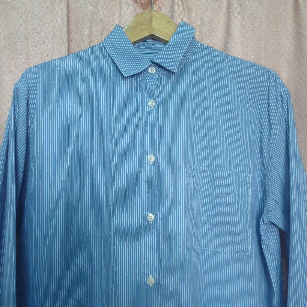 Kemeja Pria Salur Lengan Panjang "POLHAM" Preloved