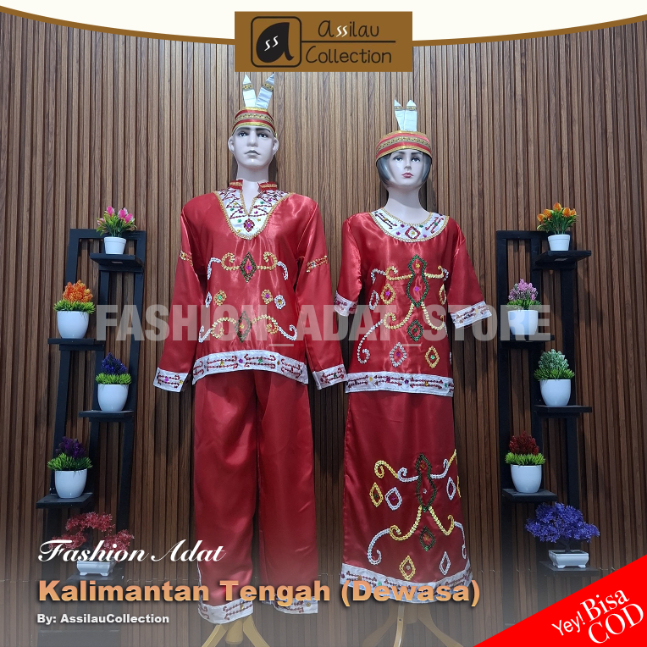 Baju Adat Dewasa KALIMANTAN TENGAH KALTENG Pria Cowok / Wanita Cewek | Pakaian Tradisional KALIMANTA