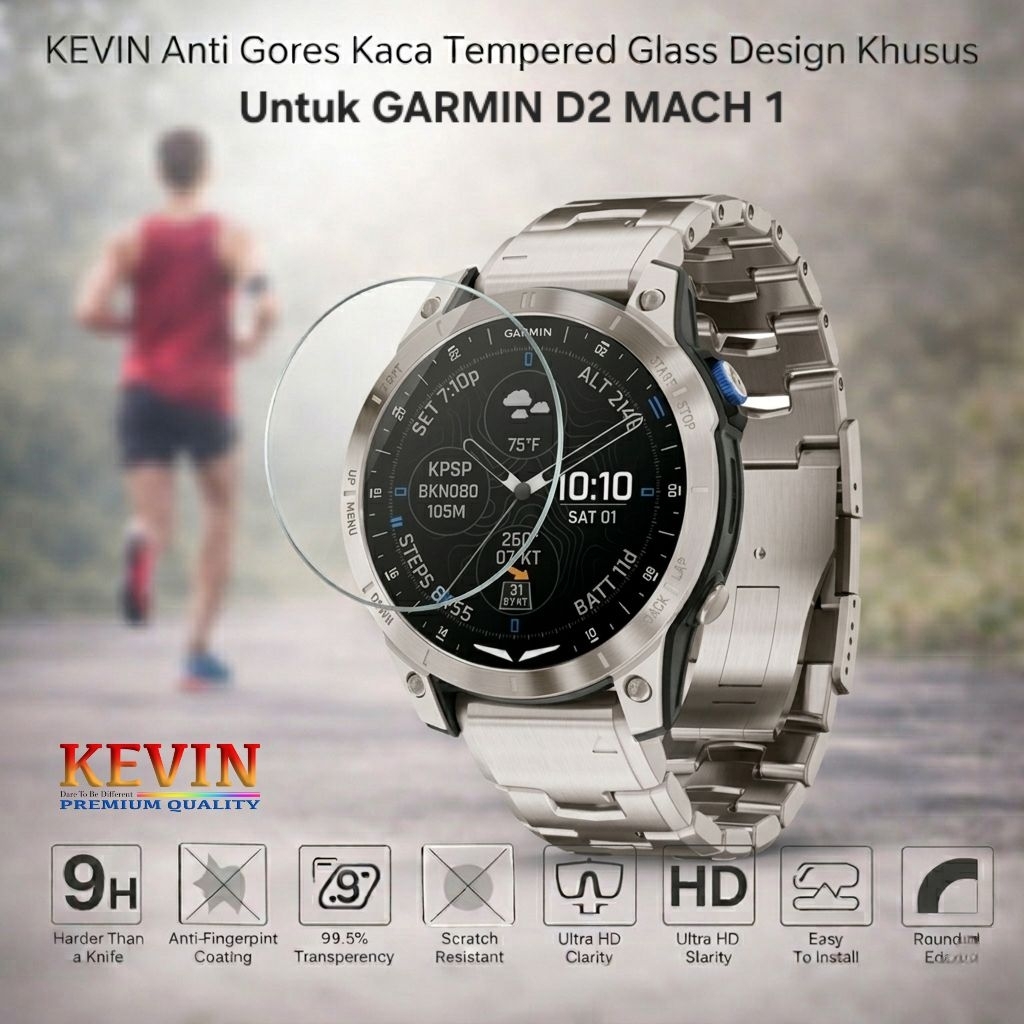 Tempered Glass Garmin D2 Mach 1 - Anti Gores Kaca Pelindung Layar Screen Guard