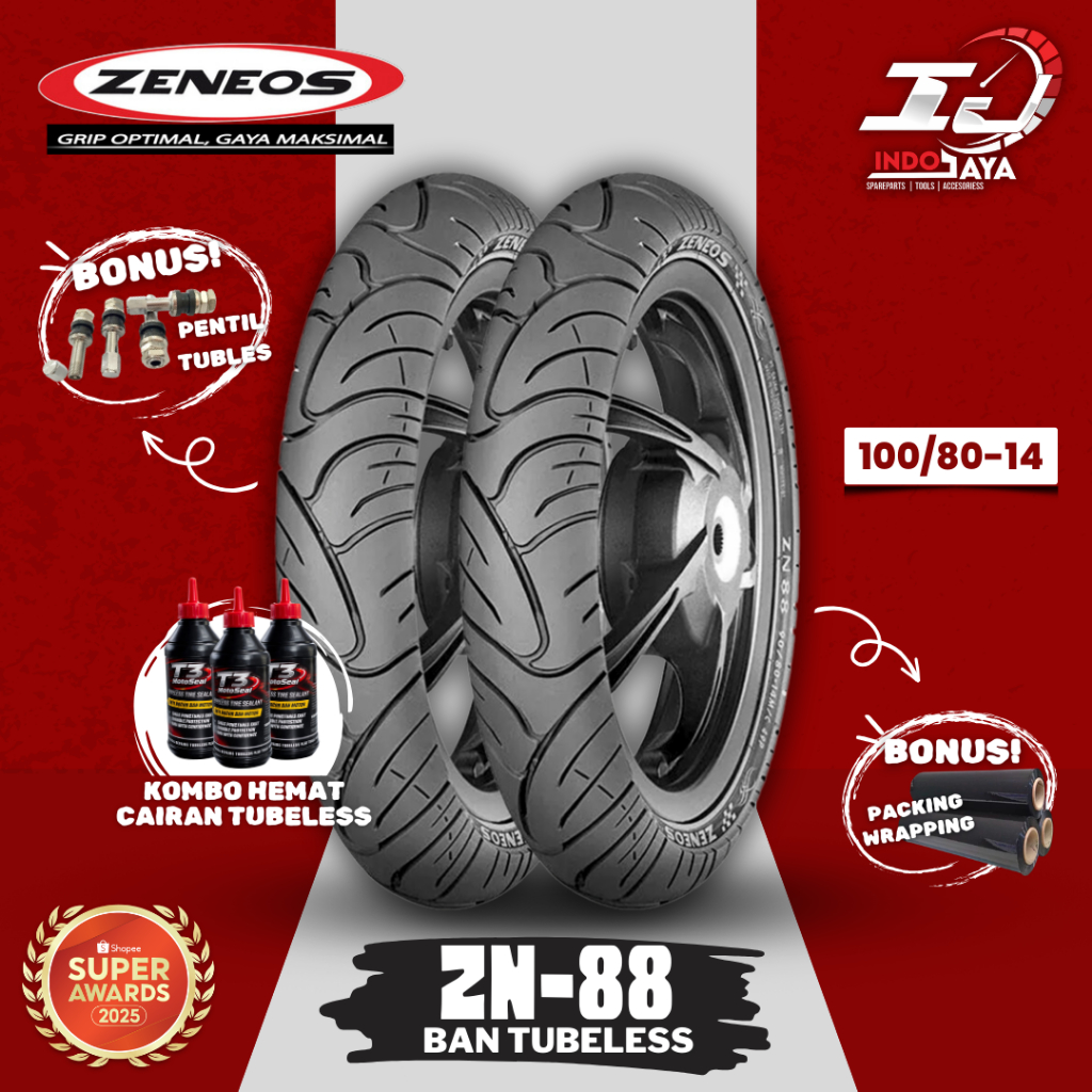 [READY COD] BAN LUAR TUBELESS ZENEOS ZN88 (100/80-14) RING 14 BAN MATIC DEPAN BELAKANG / ZN-88 / ZN 