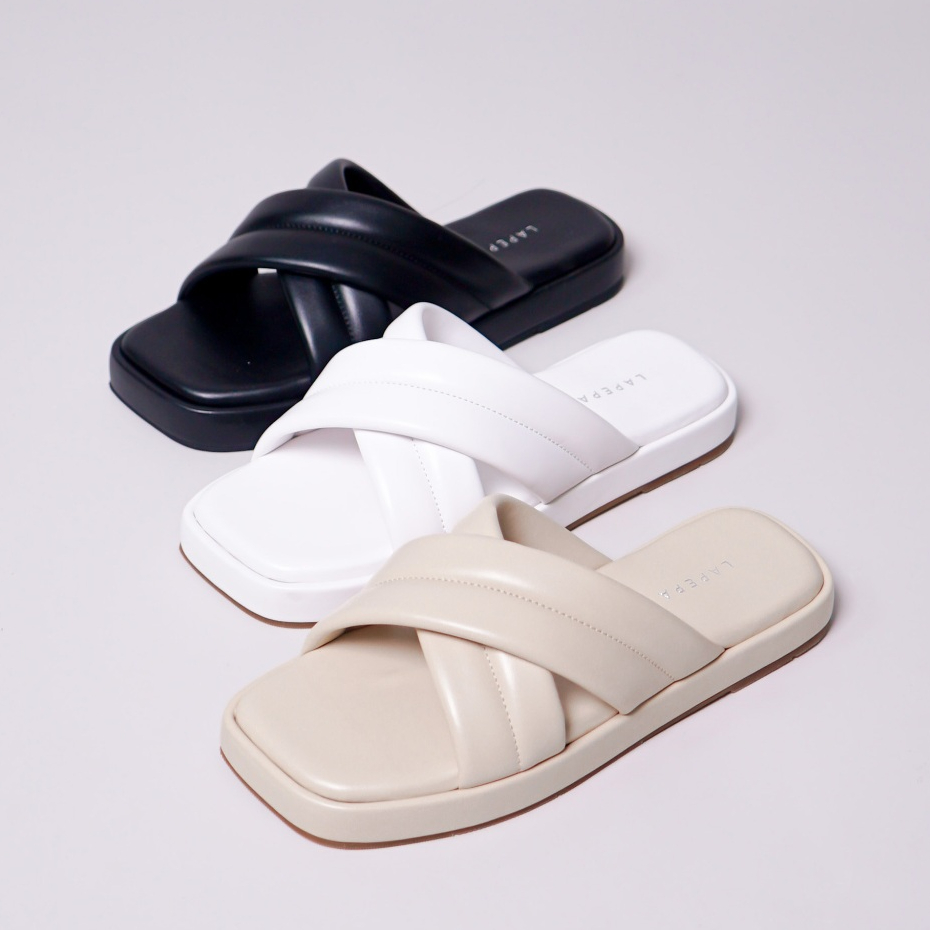 Holapepa - Sandal Flat Wanita Tali Silang Busa Tebal Bella Series By Lapepa