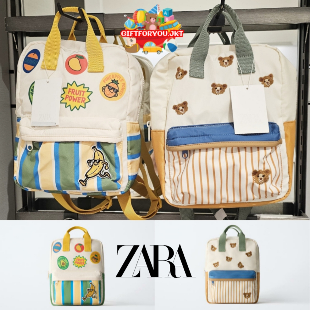 Zara Kid Tas Ransel Anak Motif Hewan Buah Animal Fruit Bag Unisex Figure Cartoon Kartun Lucu Cute Se
