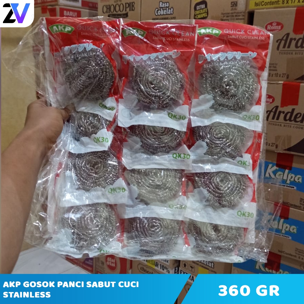 AKP Spon Kawat Cuci Piring 30 gr Isi 12 Pcs - Sabut Cuci Stainless Anti Karat