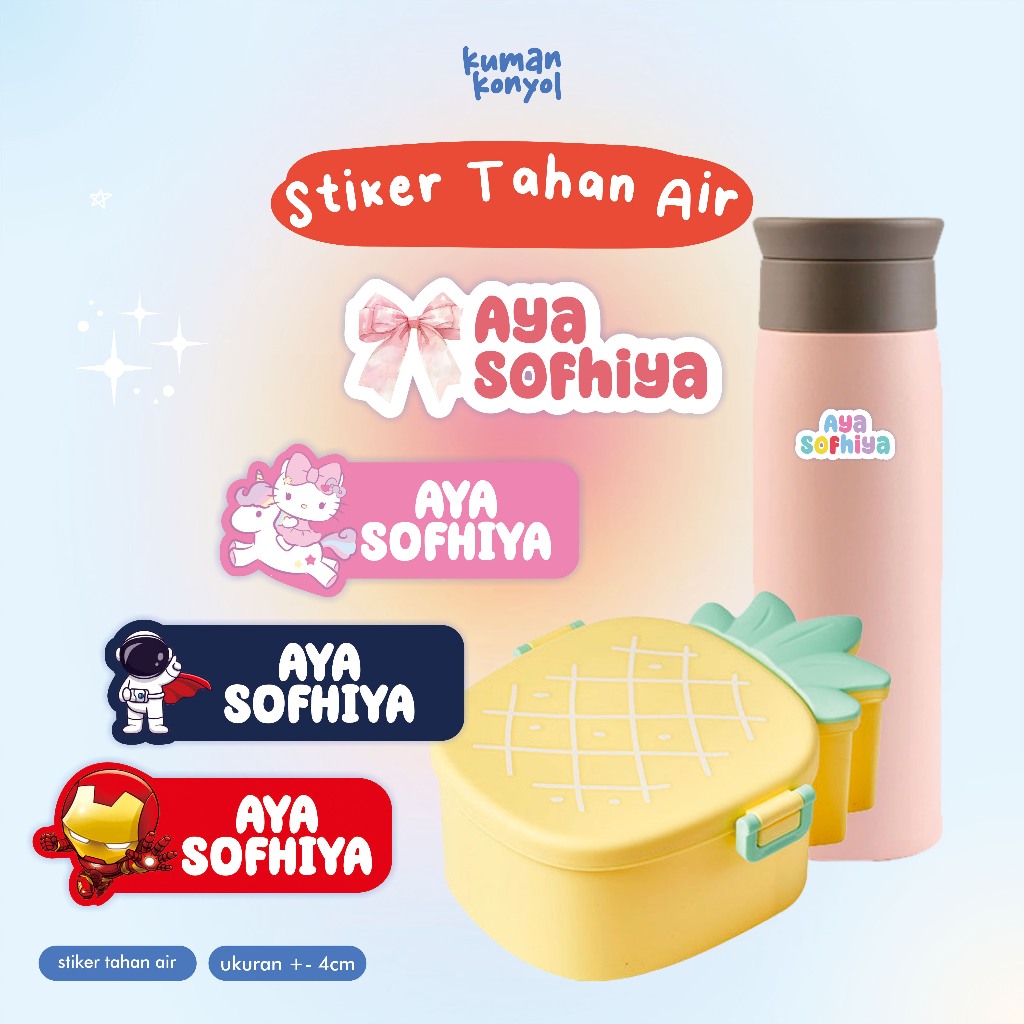 ISI 60 STIKER TAHAN AIR - STIKER NAMA ANAK - COQUETTE - ESTETIK