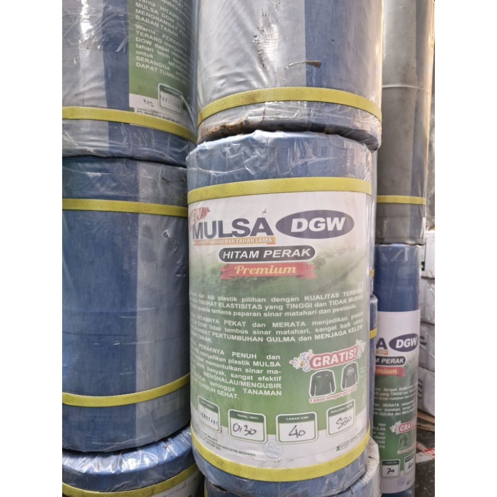 MULSA Hitam Perak DGW Lebar 80 CM Ditekuk Menjadi 40 CM, BIRU 30 Micron, Besar (-+ 17 KG), Panjang -
