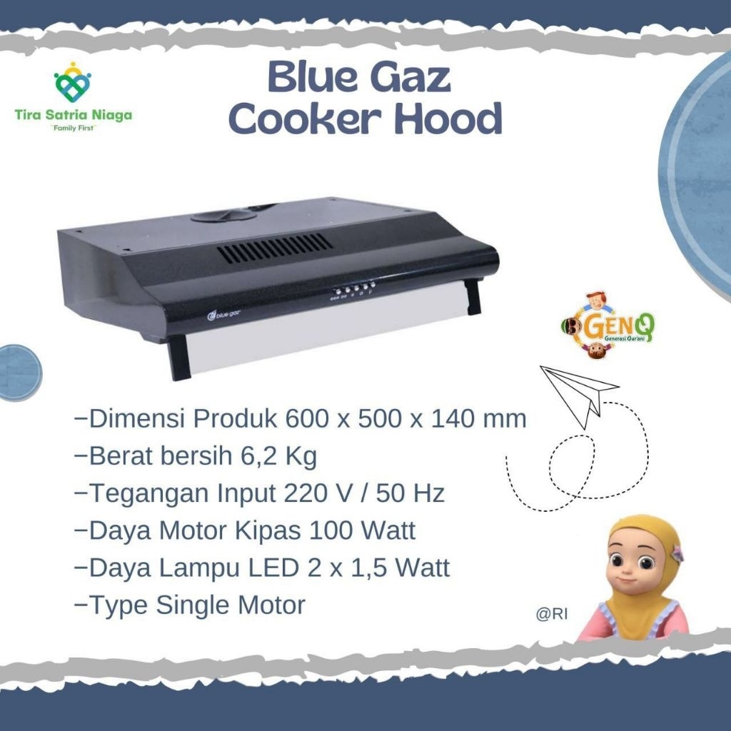 Blue Gaz Cooker hood vienta penghisap asap garansi resmi