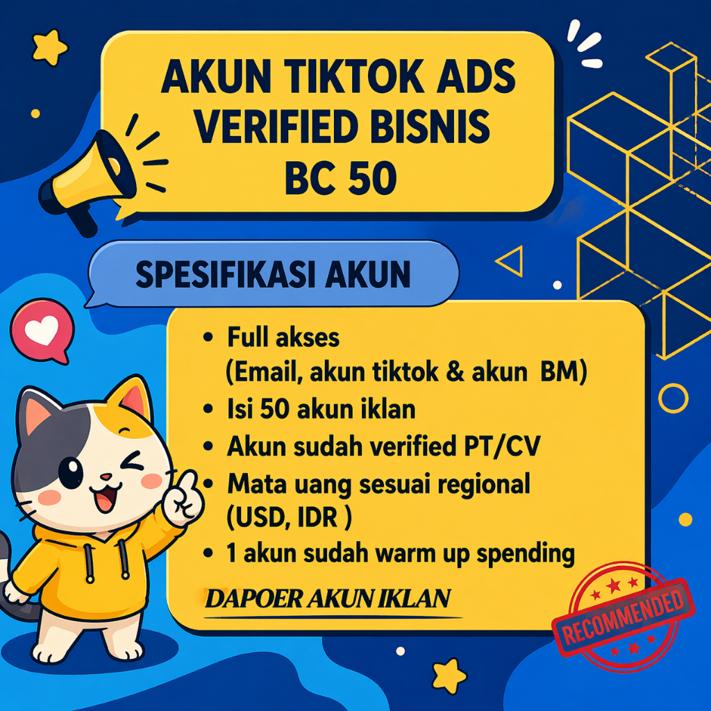 AKUN TIKTOK ADS VERIFIED ISI 50 AKUN IKLAN