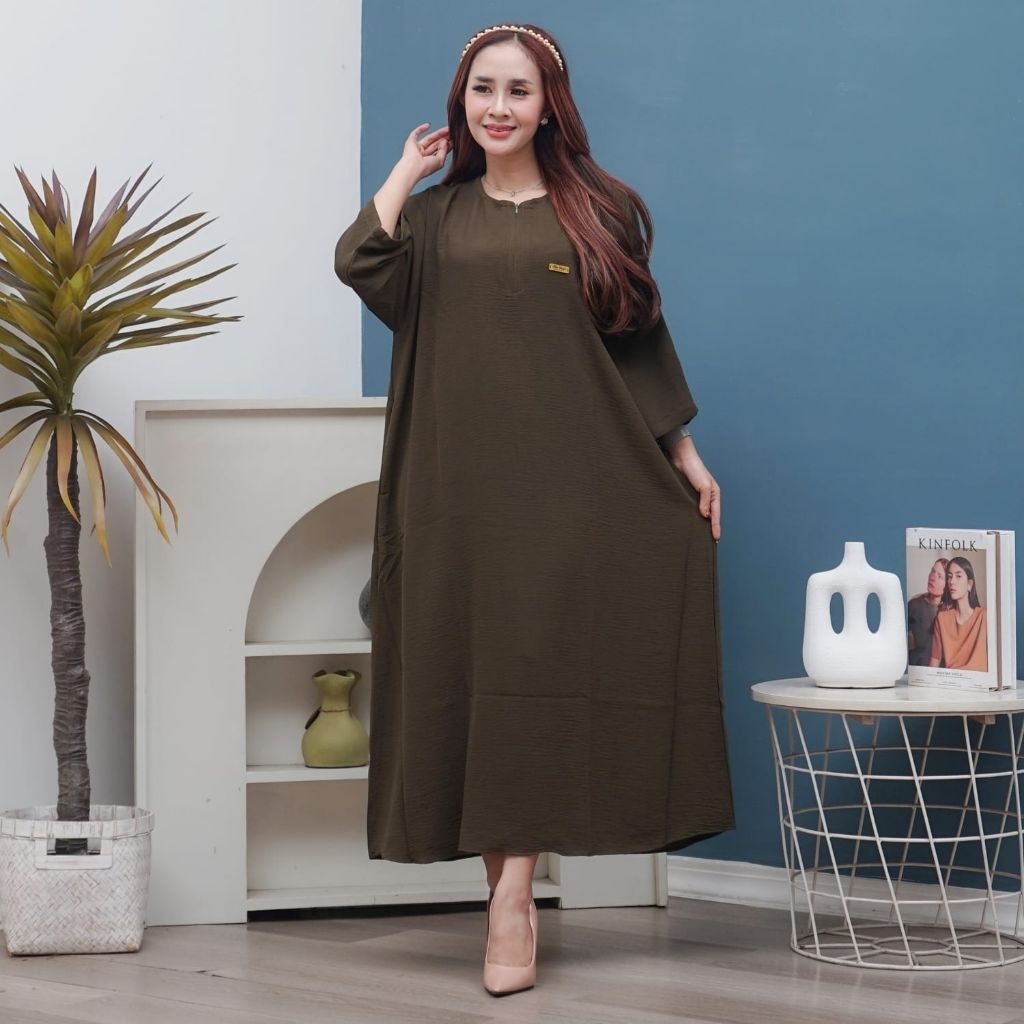 Daster Crinkle Premium – Dress Muslimah Polos Busui Friendly