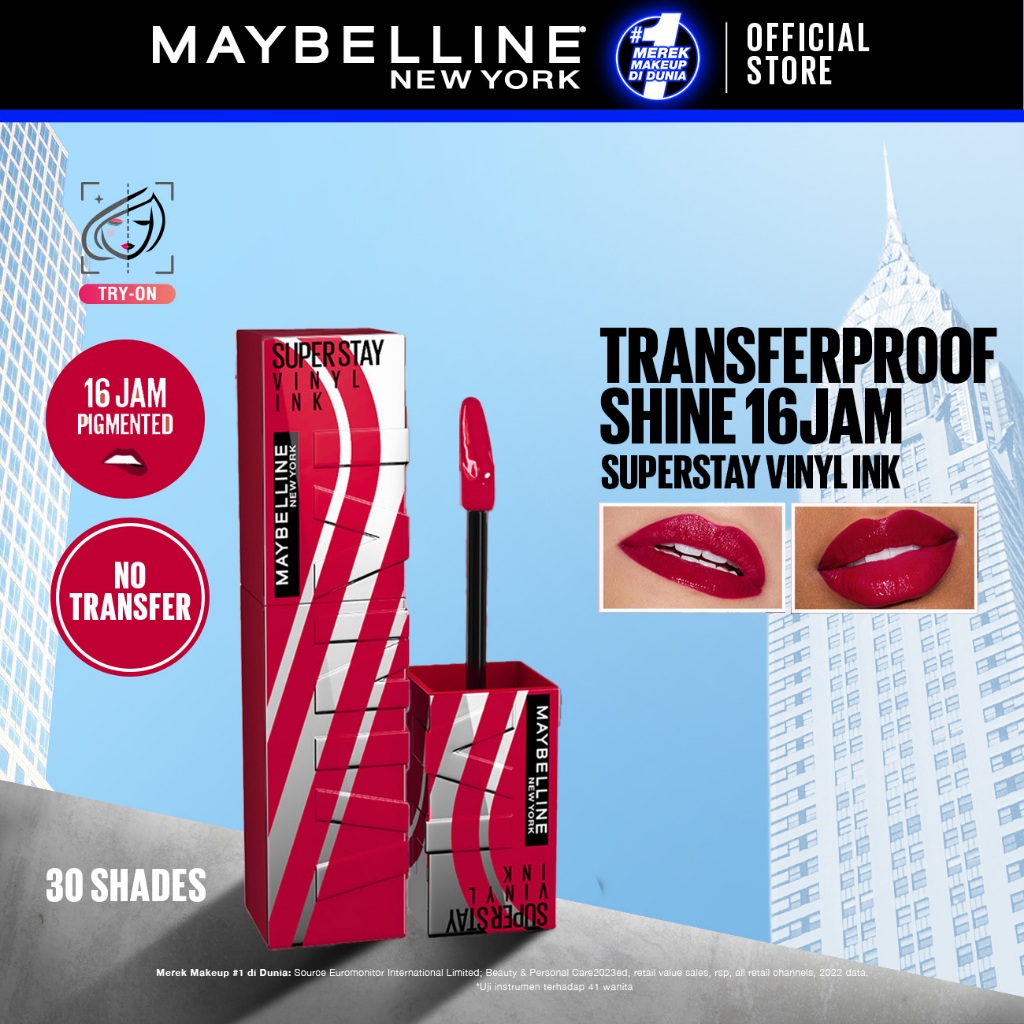 [NEW LIMITED 5 RACING SHADES] MAYBELLINE OFFICIAL Superstay Vinyl Ink 4.2 ml - Shiny Pigmented Liqui