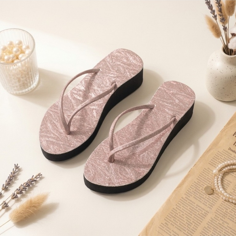 Sandal Wedges Jepit Wanita Premium Tinggi 5 cm Sendal Wedges Wanita Sol Karet