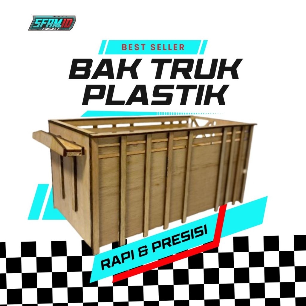 Bak Truk Plastik Miniatur 23cm Cutting Laser Presisi | Kanal Kayu