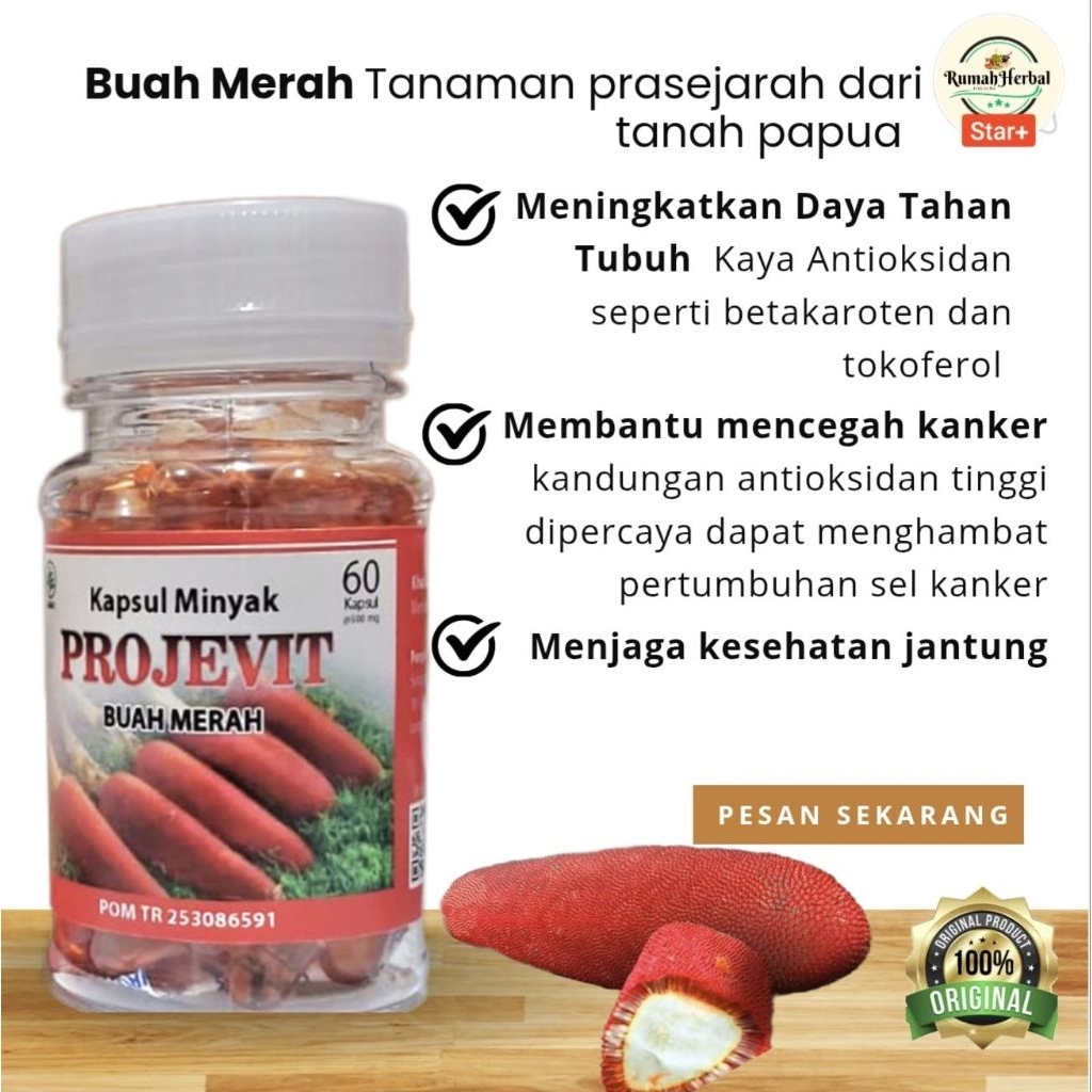 KAPSUL MINYAK BUAH MERAH PAPUA PROJEP + HABBATUSSAUDA HERBAL 21 Membantu Mengobati HIV/AIDS 60 kapsu