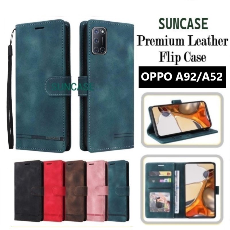 Casing hp OPPO A92 A52 model flip dompet softcase premium ada tali