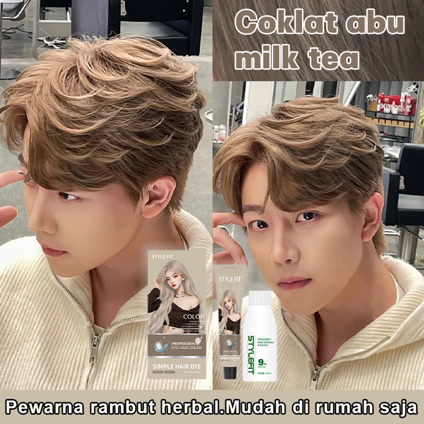 [Ready Stock] STYLE FIT Pewarna Rambut Pria Coklat Abu Teh - Hair Dye Cream , cat rambut,coklat abu 