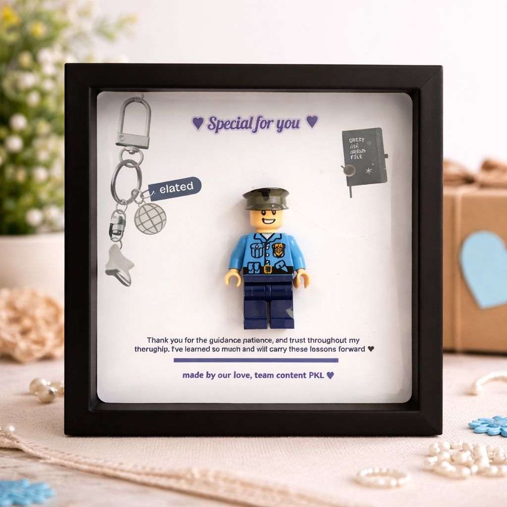 Kodok Belishop_ Stock - Minigift / Kado Resign Kado Lego Mini Frame Custom Nama & Ucapan Wisuda