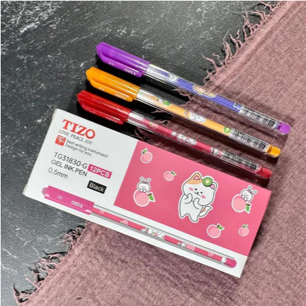 BOLPEN TIZO 0,5MM BIG FILL GEL PEN PULPEN TG31830 NEEDLE TIP MURAH HITAM BIRU PENA 0.5 MM GROSIR AGE