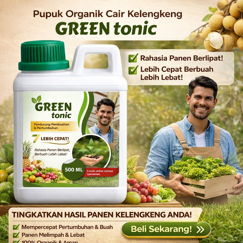 BioAlfa - Pupuk Organik Green Tonic 500ml Kelengkeng Perangsang Buah Lebat Booster Pembungaan Cepat