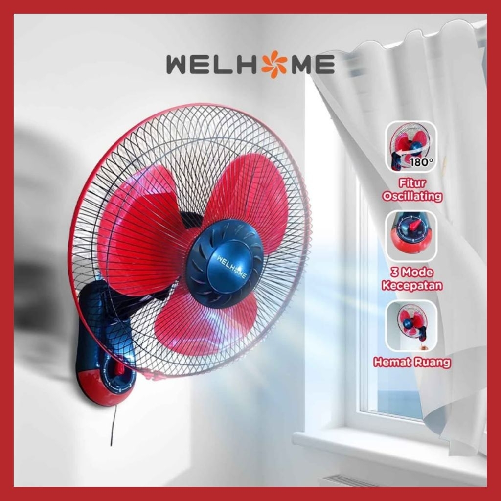 WELHOME WH-1663E KIPAS DINDING 16 INCH