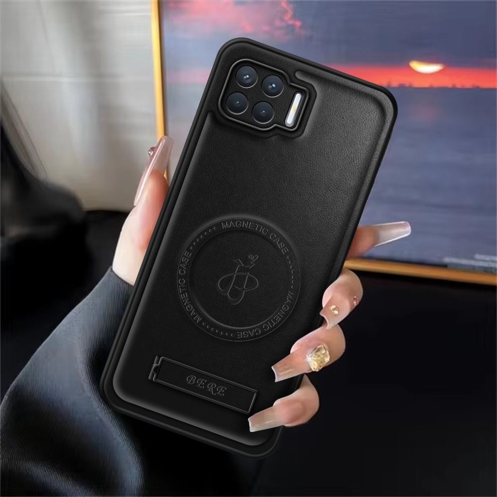 Case Standing Terbaru Oppo Reno 4F Softcase Luxury Leather Magnetic Magsafe Casing Cover