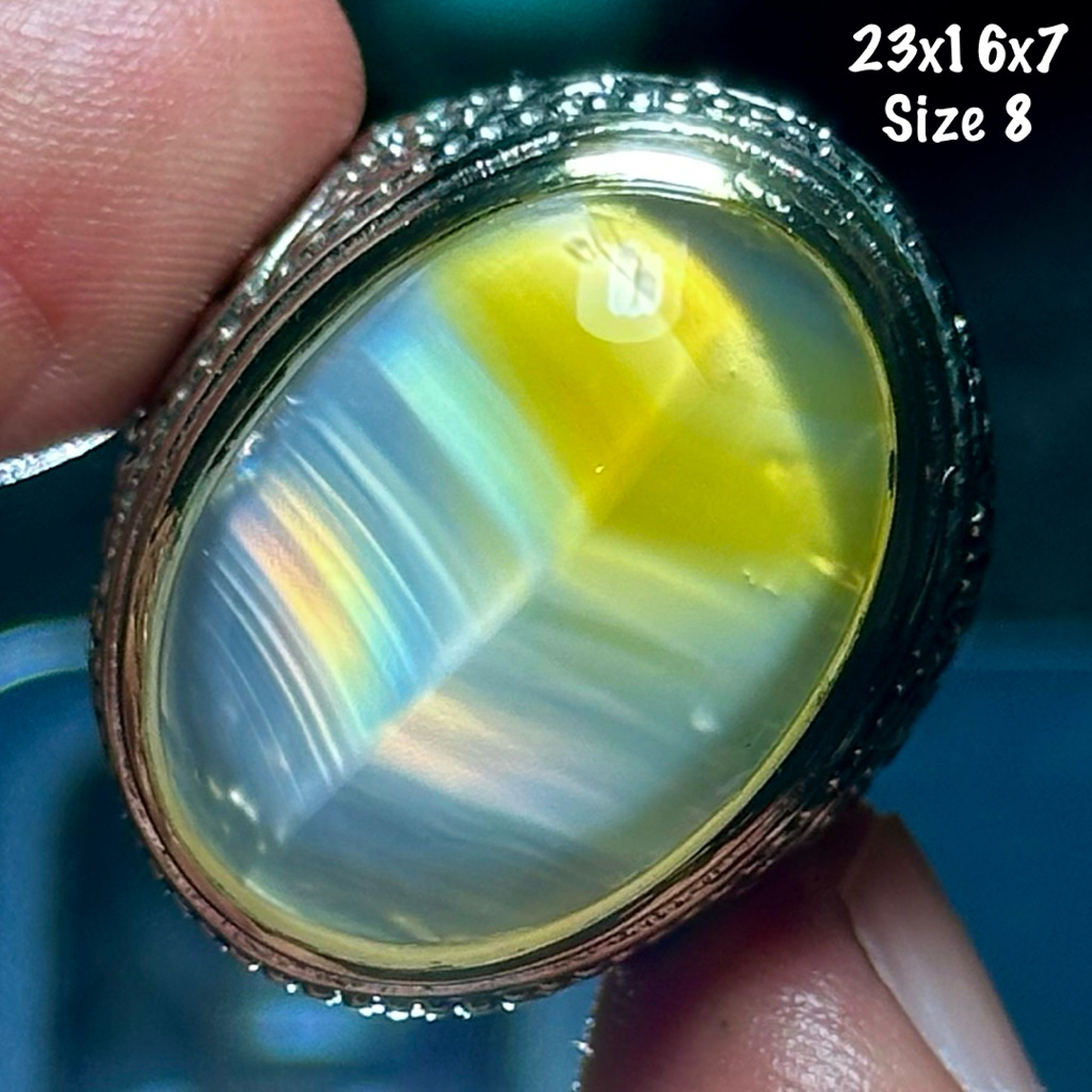 Cincin Batu Akik Natural Iris Junder Pelangi (asli alam)