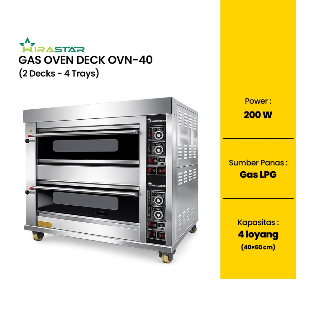 WIRASTAR by WIRATECH - Oven 2 Deck 4 Tray Oven Gas Deck Oven Roti OVN-40 2 Deck Gratis 4 Loyang WIRA