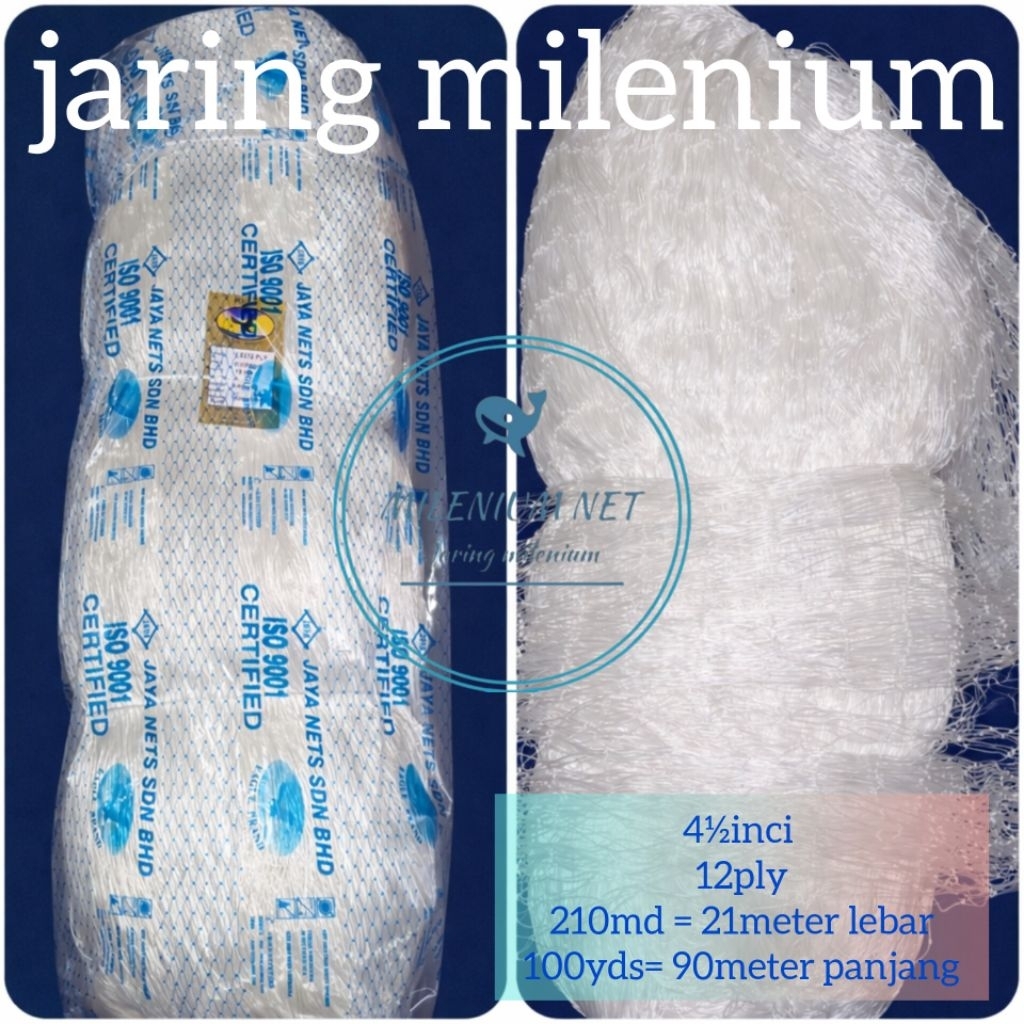 jaring milenium /jaring ply/jaring milenium 4½inci 210md 100yds tate/melintang