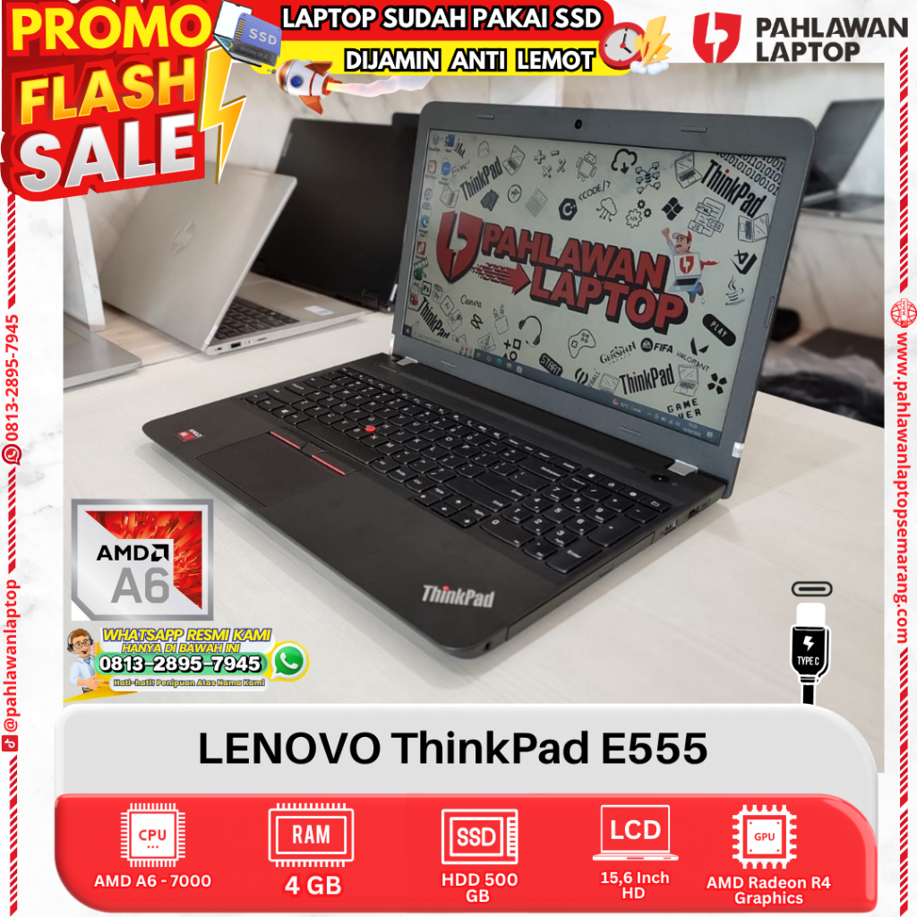 LAPTOP LENOVO ThinkPad E555 AMD A6 RAM 4GB HDD 500GB