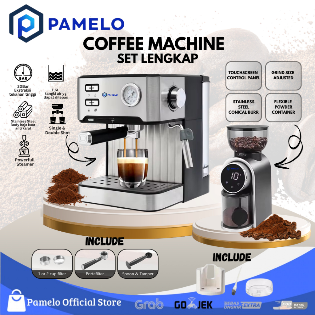 Mesin Kopi Lengkap / Coffee Maker Machine Espresso & Coffee Grinder