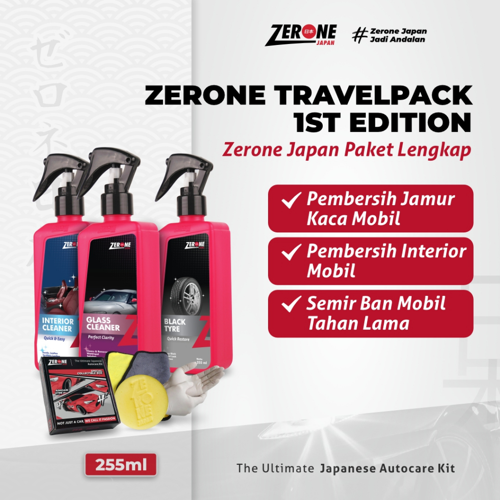 Zerone Japan Paket Perawatan Pembersih Interior Penghilang Jamur Kaca Mobil Semir Ban Autocare