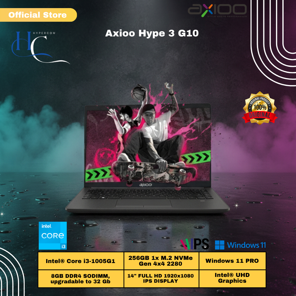 Notebook AXIOO MYBOOK HYPE 3 [Intel Core i3-1005G1/RAM 8GB/SSD 256GB /Win 11 Garansi Resmi]