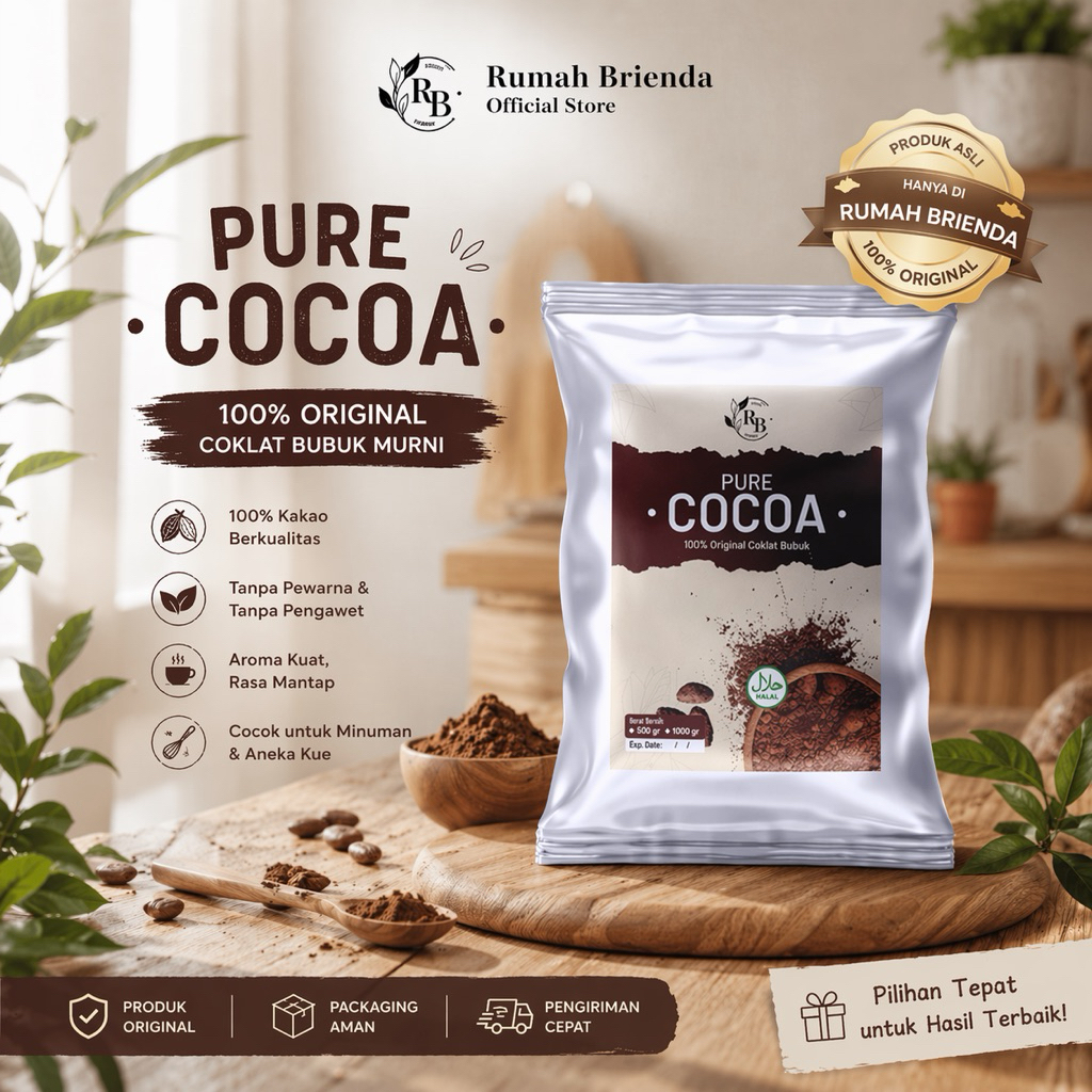 Bubuk Coklat Murni Pure Cocoa 1 Kg untuk Minuman Es Cokelat