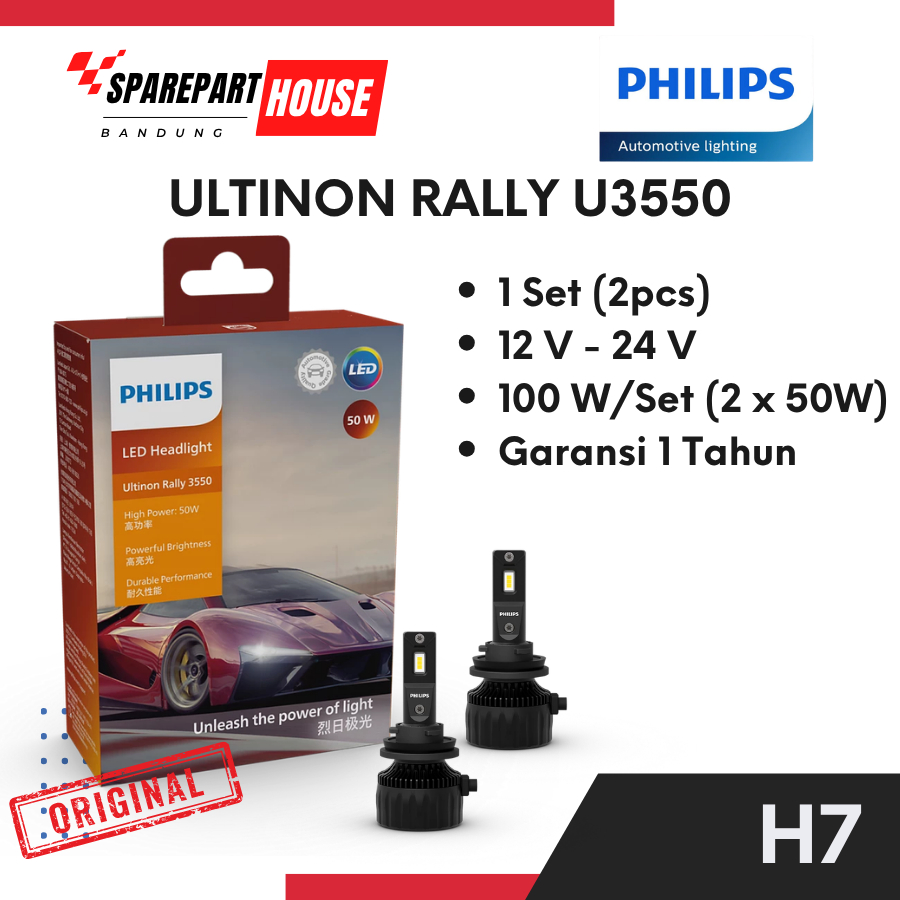 Lampu LED Philips Ultinon Rally 3550 100W H7 6500K