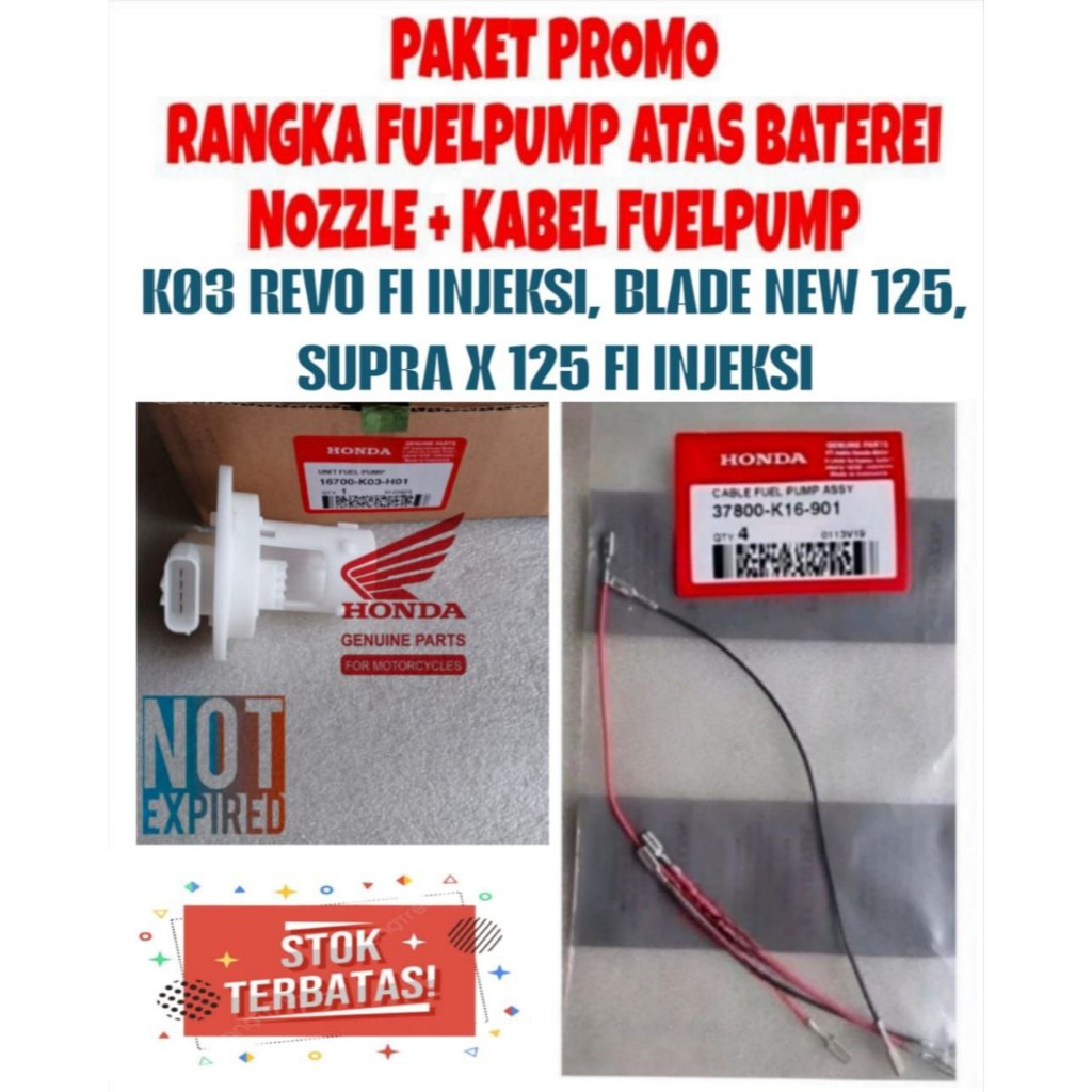 PAKET PROMO RANGKA FUELPUMP ATAS NOZZLE/BATERAI + KABEL K03 REVO FI, BLADE NEW 125, SUPRA X 125 FI
