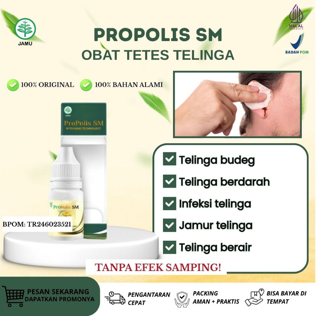 PROPOLIS SM Obat tetes telinga, Obat telinga Bernanah, tinnitus, Telinga Budeg, Otalgia, Gatal telin