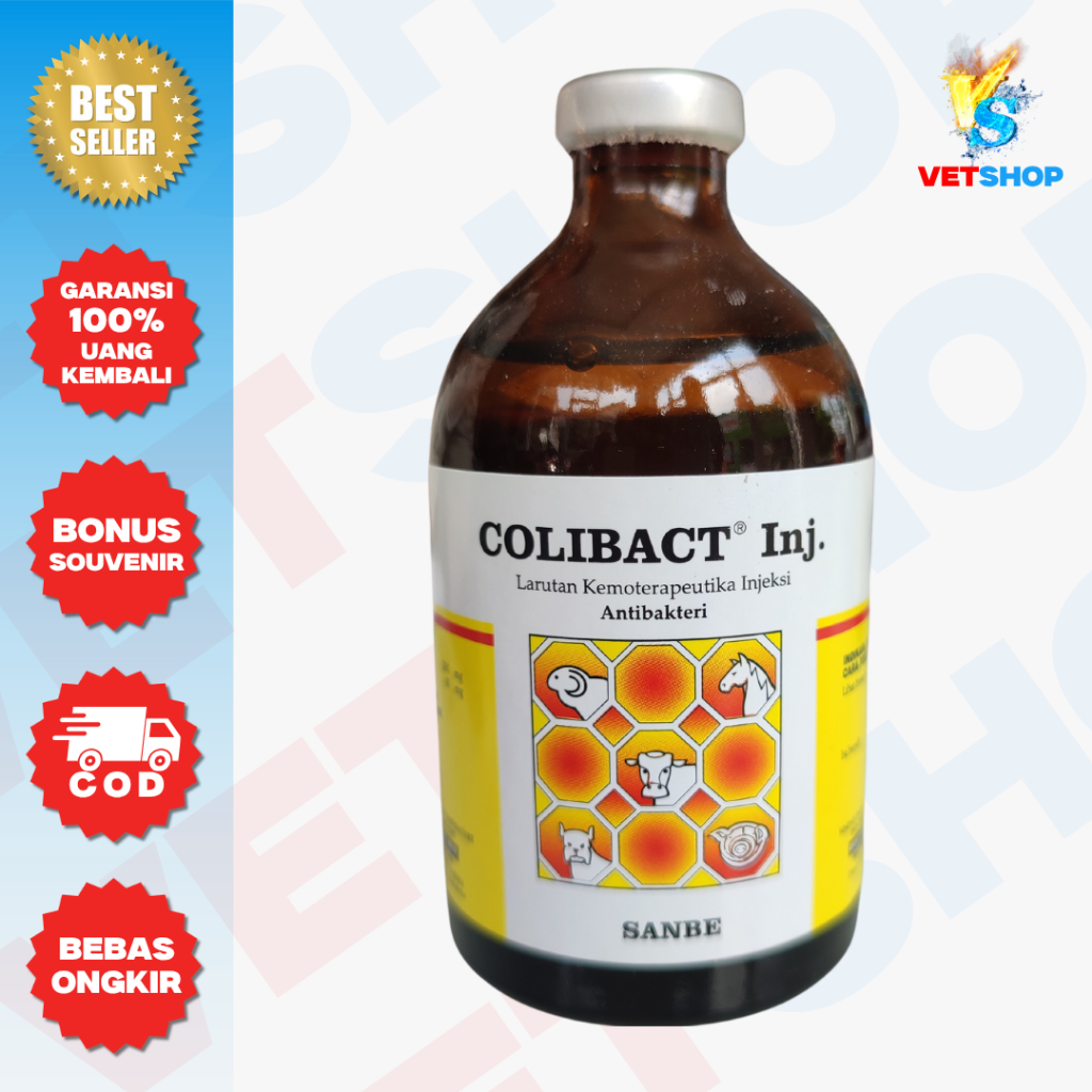 Colibact Inj 100ml - Antibiotik Injeksi Kombinasi untuk Infeksi Bakteri Ternak - VETSHOP