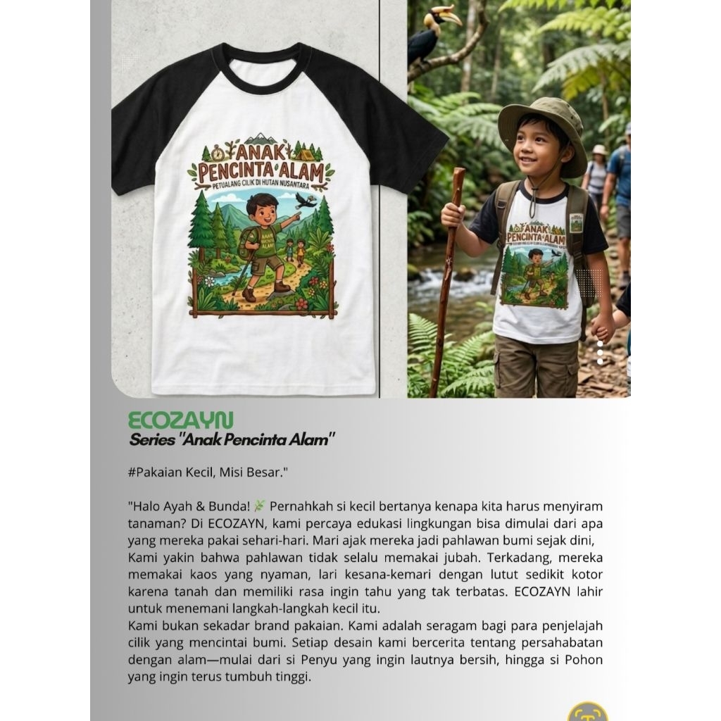 kaos anak ramah lingkungan