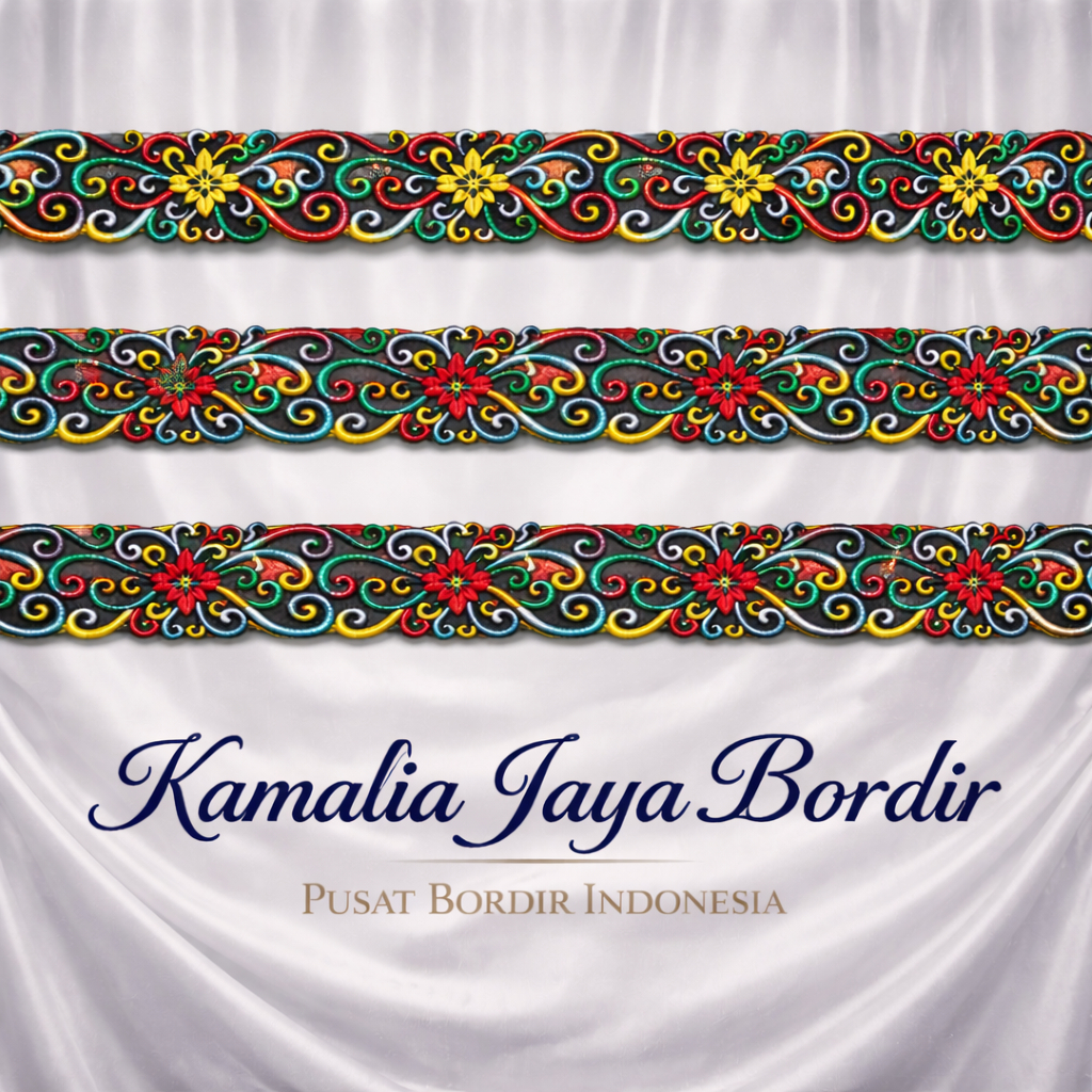 Renda Bordir Roll Motif Kail Kain Abutai 4,8m Hiasan Kain Baju Kebaya Aksesoris Jahit Premium