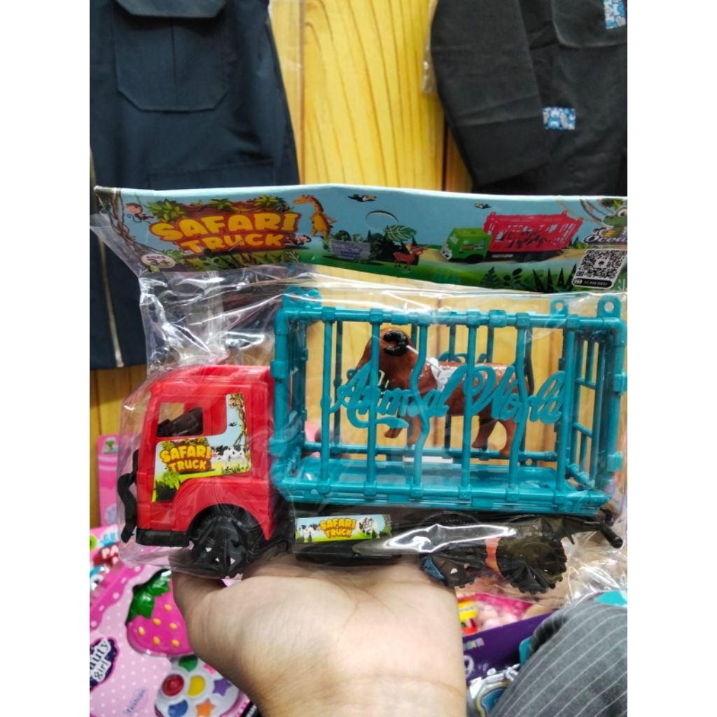 OCT 6524 Mainan Mobil Truk Safari Hewan - Safari Truck Animal World Set - Mainan Edukasi Mobil Angku