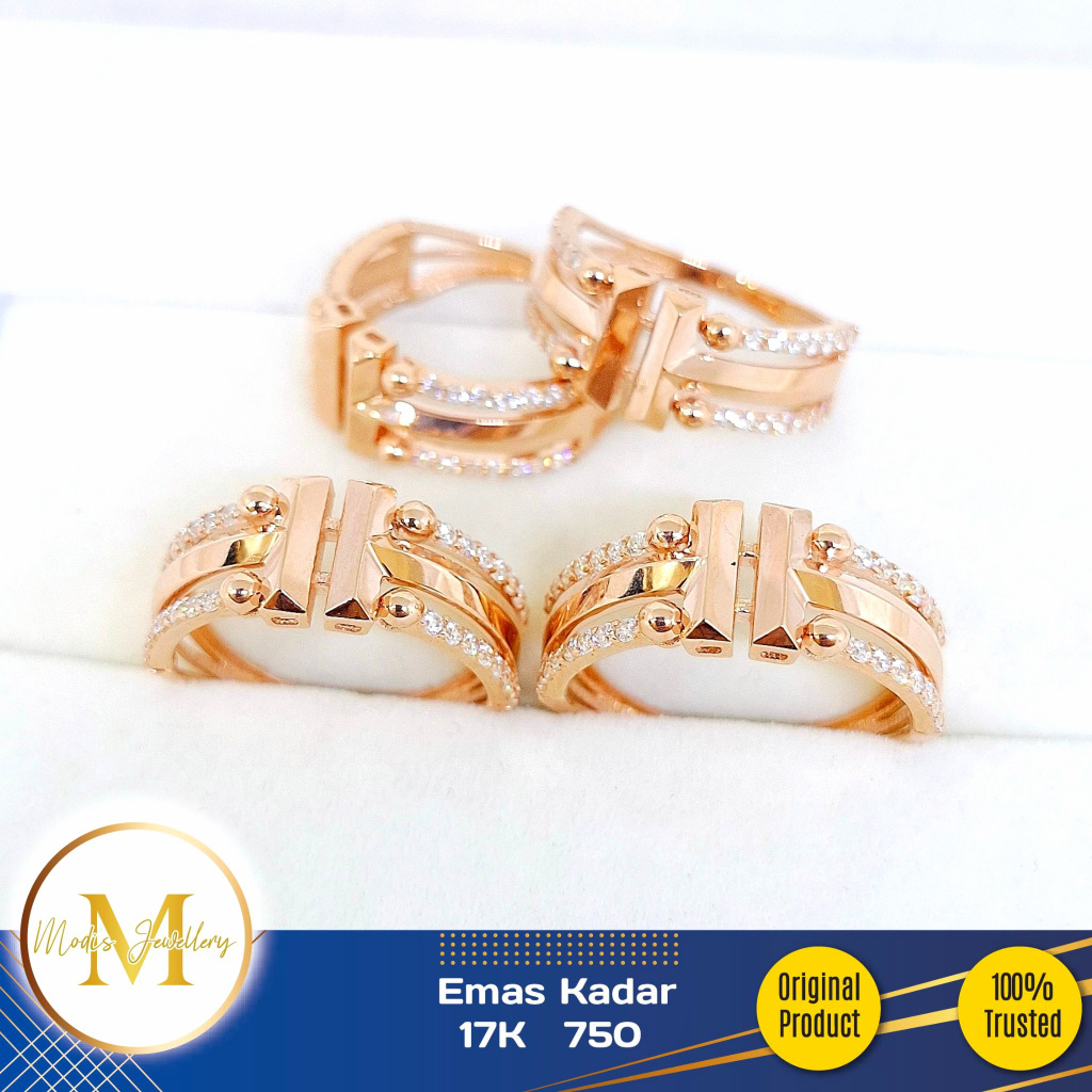 MODIS JEWELLERY - Cincin Double T Italy IT Rosegold - Emas 17k 750