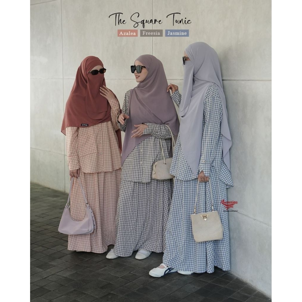 Tunik Rok Square By khumaira syar'i | tunik rok casual | tunik rok motif kotak | tunik muslimah