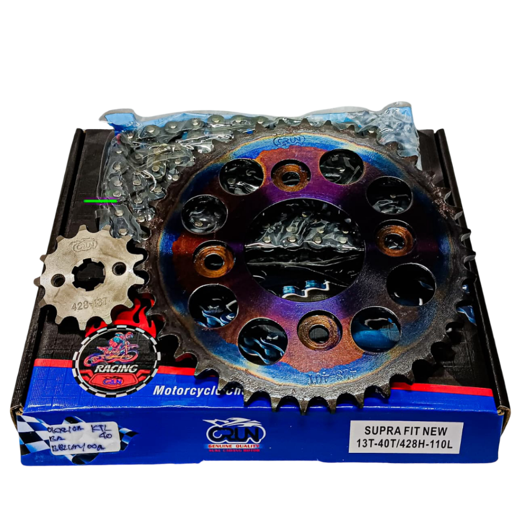 [13T/40T] GEAR / GIR SET PAKET SEPUH RACING BAJA 13T 40T SUPRA FIT NEW - X 125 KARBU / INJEKSI - REV