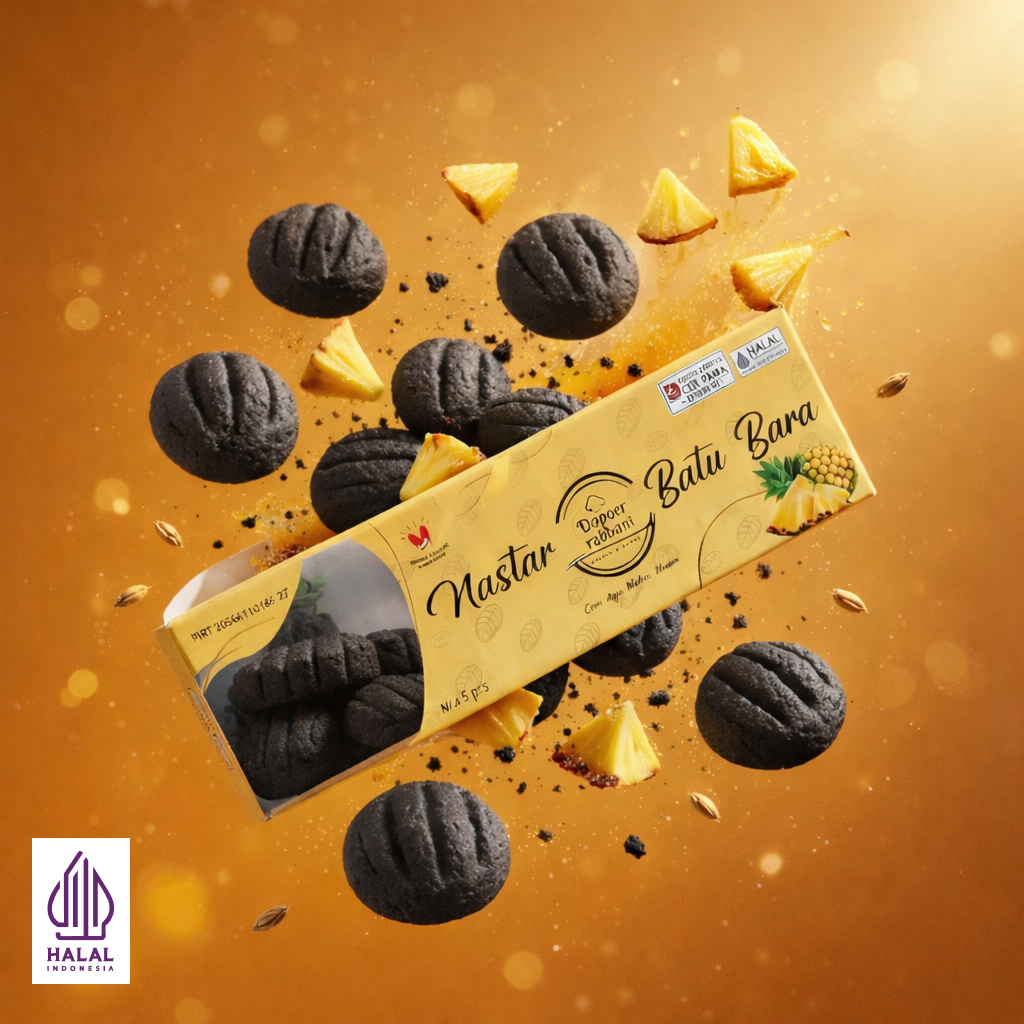 Dapoer Rabbani Nastar Batu Bara 5 pcs | Kue Snack Cemilan Makan Ringan Nastar Nanas Hitam Unik Premi