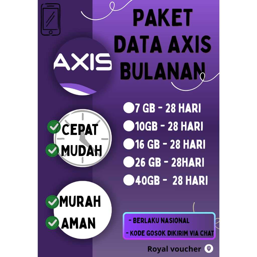 Paket Data Axis Bulanan Full 24jam | Nasional