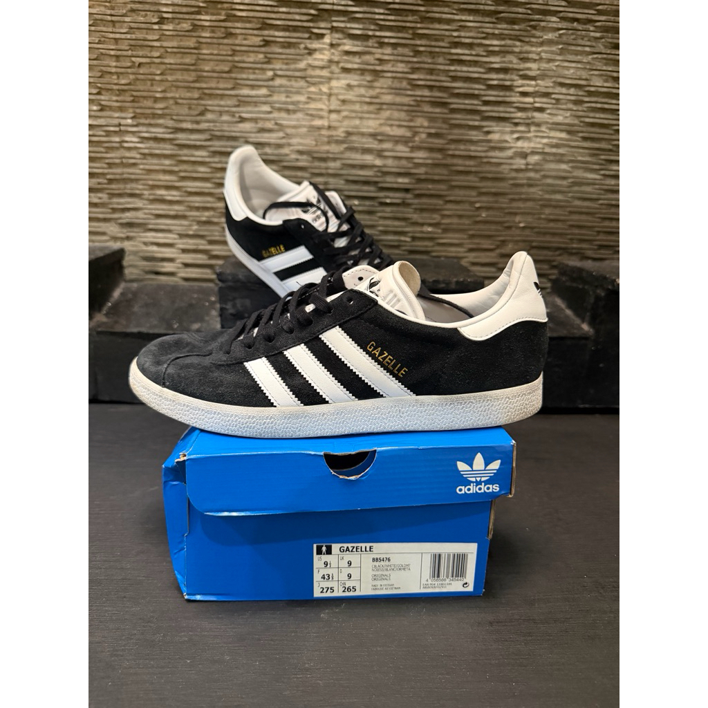 adidas Gazelle Shoes Unisex - Black BB5476 - Size 43 1/3 - Sepatu Sneakers Lifestyle Original