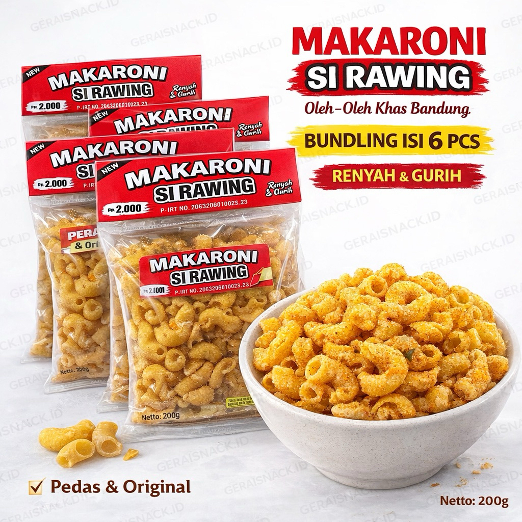 Makaroni Si Rawing Renyah & Gurih Bundling isi 6 Pcs Oleh2 Khas Bandung