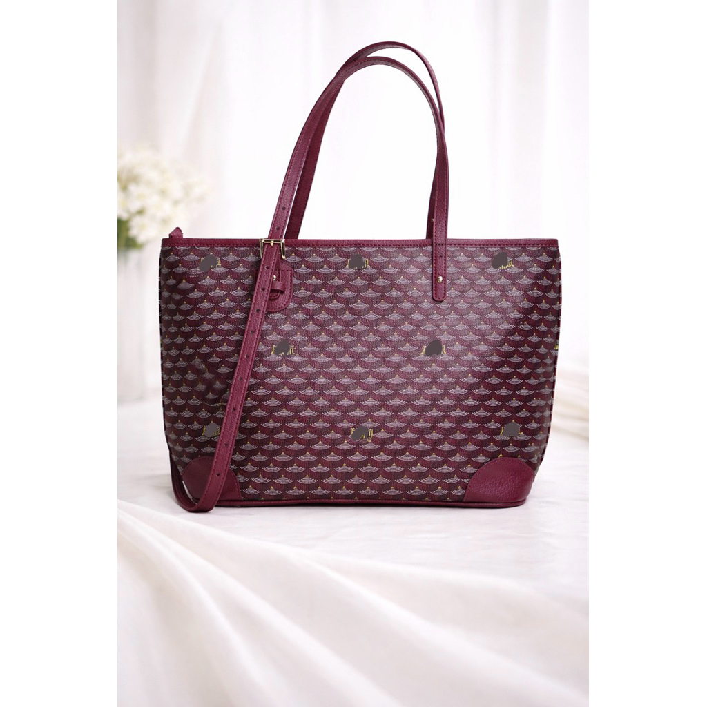 TOTE BAG KULIT ASLI FLPP SIZE 27-MAROON