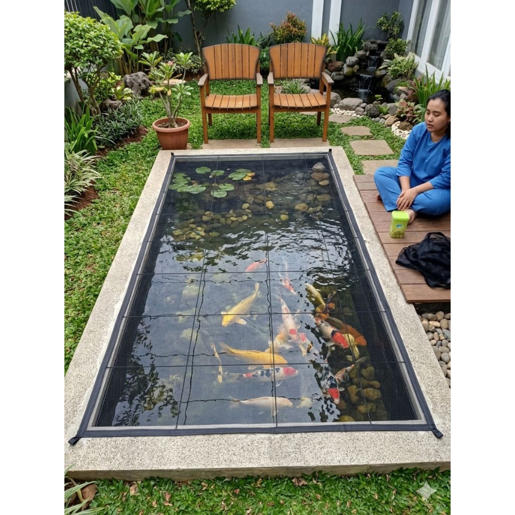 AZS 3mX2m Jaring Waring Hitam Tutup Kolam Ikan / Jaring Pagar Kolam Bahan Tebal