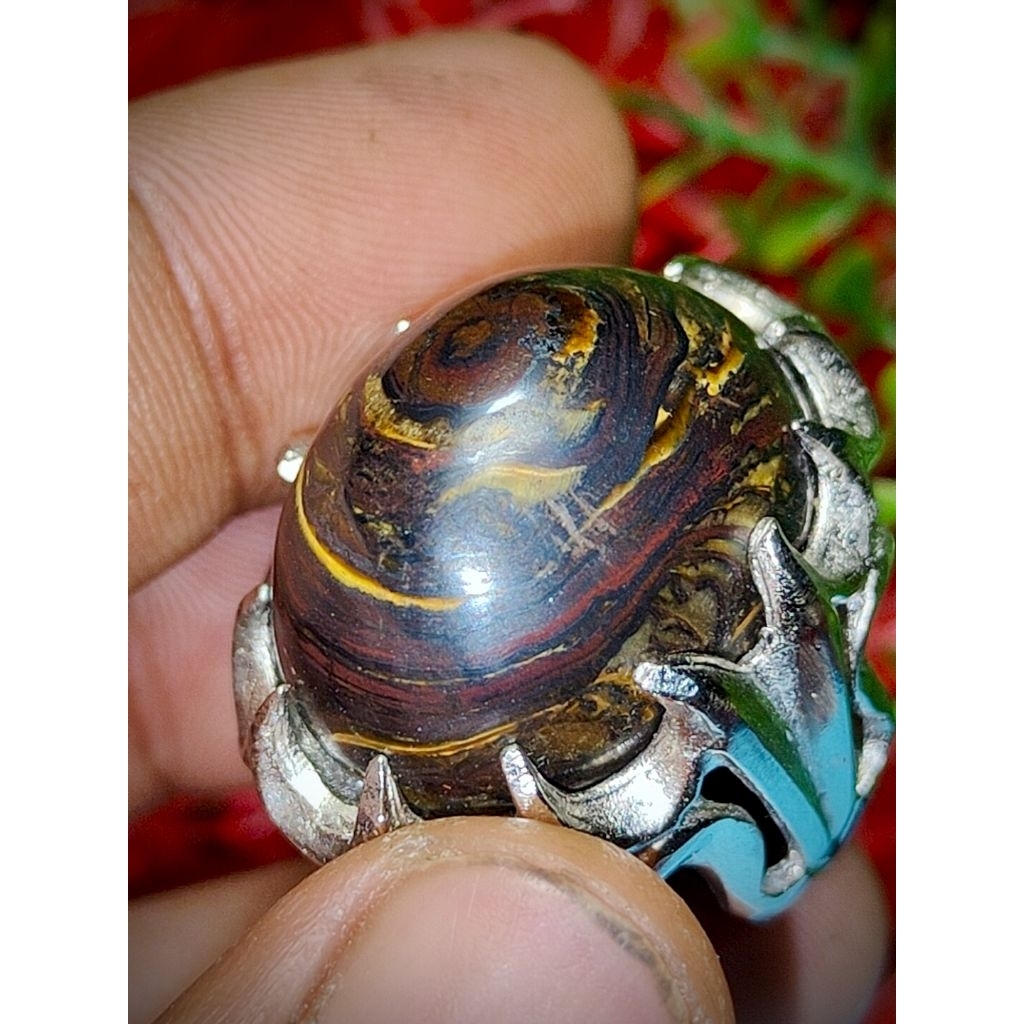 cincin batu akik puser bumi badar besi lengket magnet 01